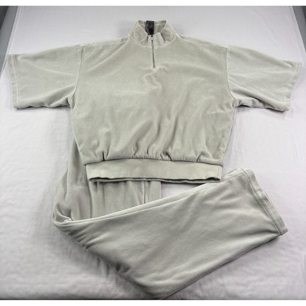 Adidas Velour Tracksuit Men S/M Gray Basketball Warm Up Lounge Casual Athleisure